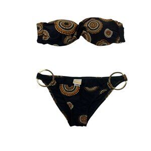 L*SPACE Geometric Print 2 Piece Bikini Swimsuit Boho Retro 70s Look Size Small